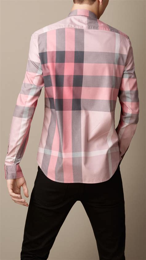 pink burberry mens shirt